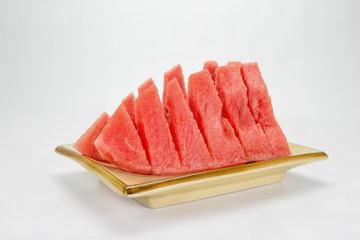 Fresh slices of watermelon on background