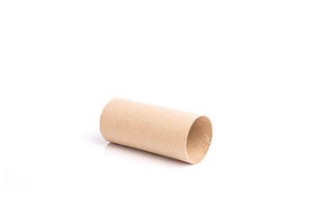 Paper tube of toilet paper isolated on white