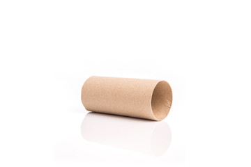 Paper tube of toilet paper isolated on white