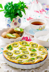 cottage cheese  baked pudding wth kivi
