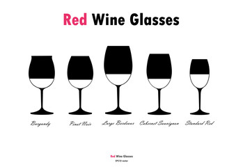 Red wine glass silhouettes vector