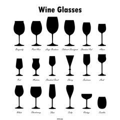 Wine glass silhouettes vector set