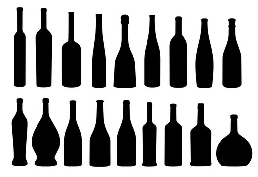 Wine bottle icon vector collection