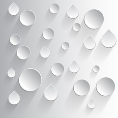 Abstract 3D Drops on a gray background