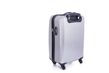 Big grey luggage isolated on white background