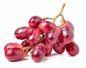Ripe red grapes isolated on white background