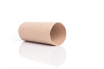 Paper tube of toilet paper isolated on white