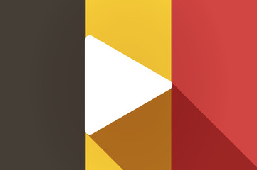 Long shadow Belgium flag with a play sign