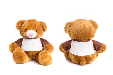Big toy brown bear isolated on white
