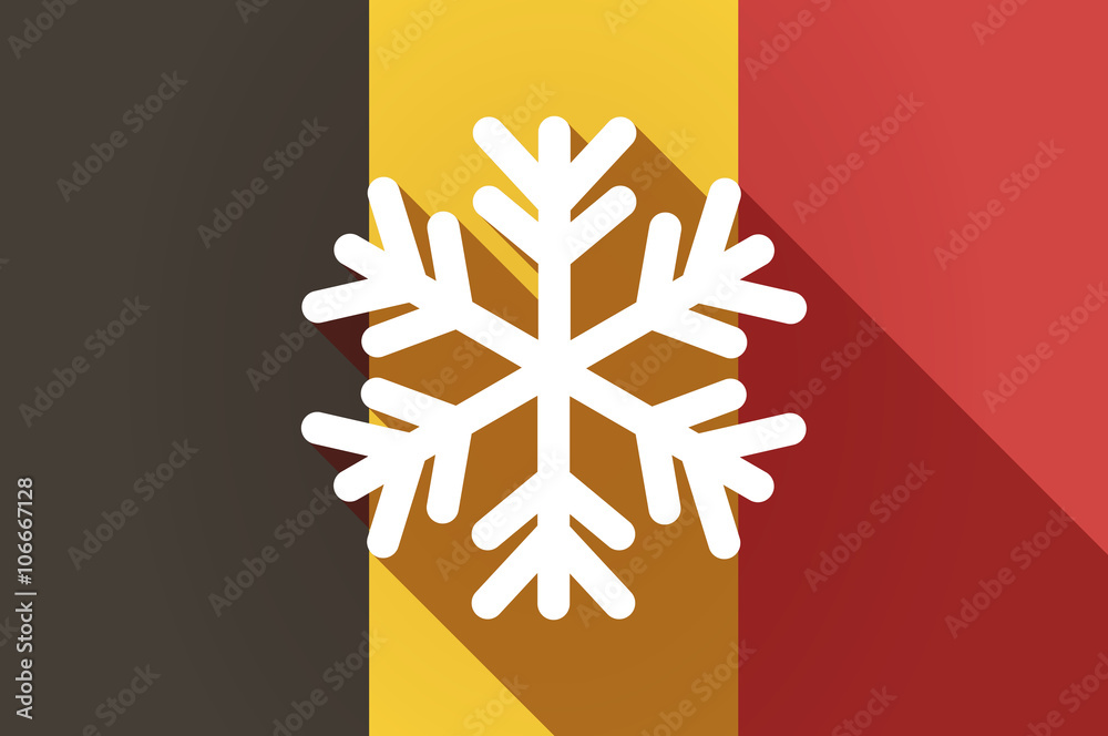 Sticker Long shadow Belgium flag with a snow flake