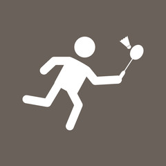 Badminton Player Icon on Dark Gray Color. Eps-10.