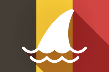 Long shadow Belgium flag with a shark fin
