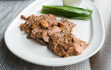 sliced beef steak
