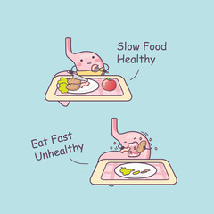 cartoon stomach low food healthy