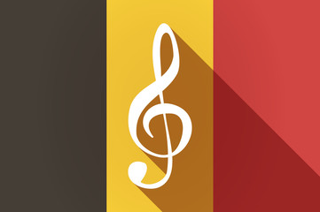 Long shadow Belgium flag with a g clef