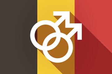 Long shadow Belgium flag with a gay sign