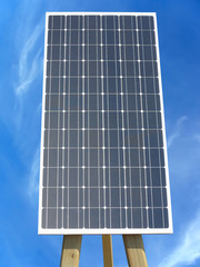 Solar panel against blue sky background