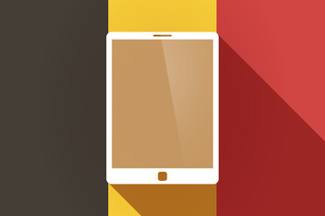 Long shadow Belgium flag with a tablet computer