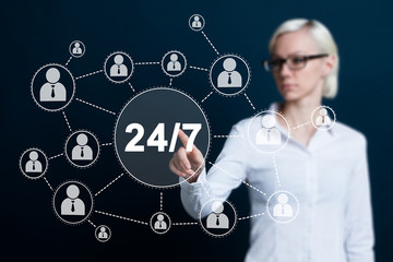 Business button 24 hours icon service web