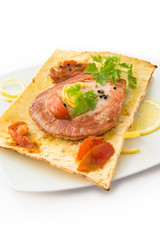 Trancio di tonno cotto, cooked salmon steak 