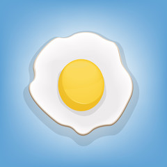 Fried egg  (Food Cartoon Vector Illustration.)