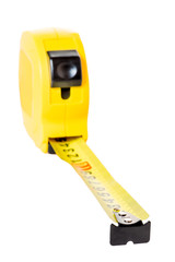 measuring tape is photographed close up isolated