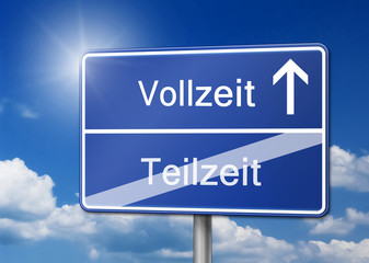 Vollzeit Teilzeit Schild