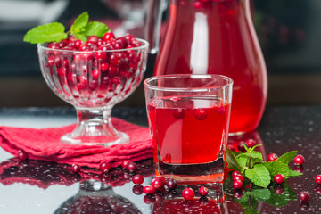 Fresh cranberry juice with mint
