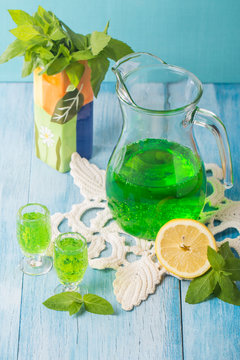Green mojito cocktail . tarragon
