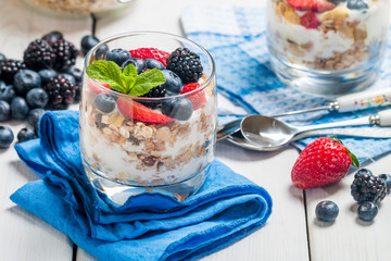 Homemade yogurt with baked granola