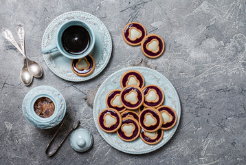 cookies with jelly and glaze