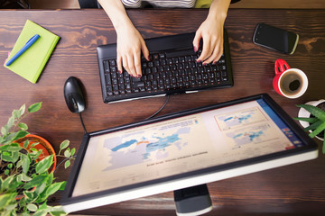 Freelancer using computer top view