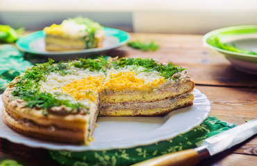 top view of the pieces of savory pie mincemeat