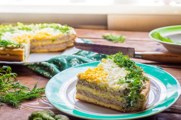 top view of the pieces of savory pie mincemeat