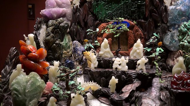 Chinese jade figurines from the imperial collection in Forbidden City. Beijing