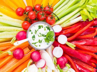 Assorted vegetables top view.Diet, healthy food concept.