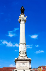 Fototapeta premium Monument Pedro IV. Rossio square - The heart of the city of Lisbon, Portugal