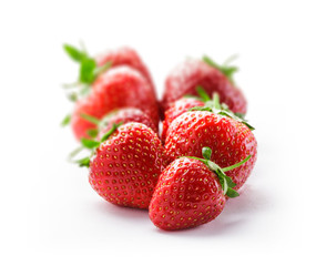 Strawberry group isolated on white in studio