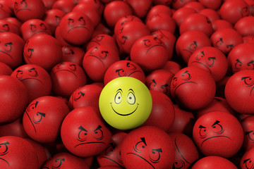 Smile among angry faces