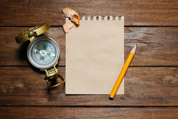 Vintage Still-Life With Compass, Pencil, Paper 