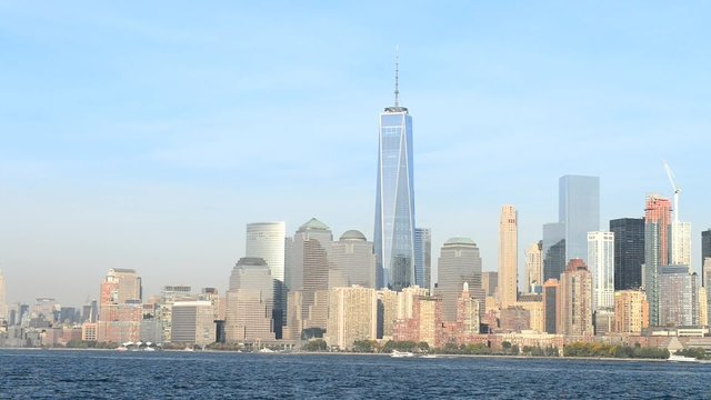 Lower Manhattan skyline from Liberty Island