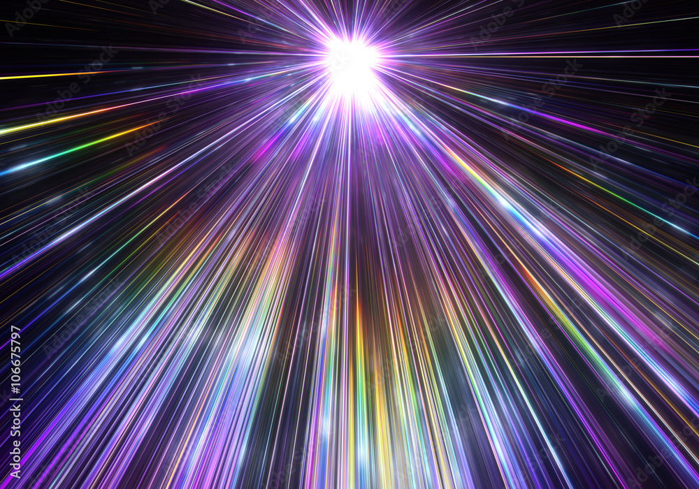 Wall mural star explosion with particles and rays