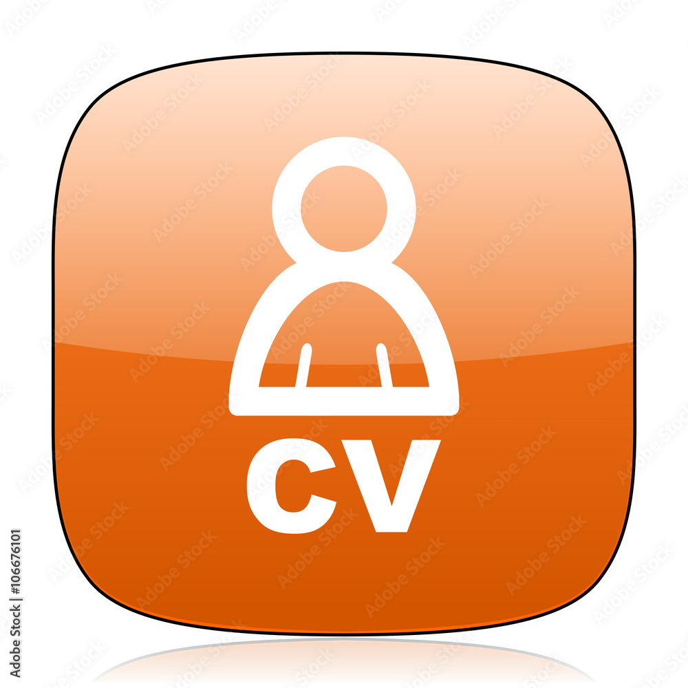 Poster cv orange square web design glossy icon
