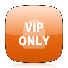 vip only orange square web design glossy icon