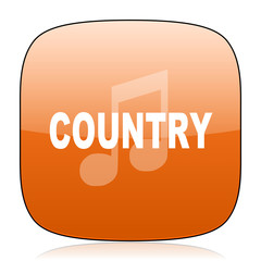 music country orange square web design glossy icon