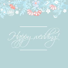 vintage vector card with floral elements. summer flower and leaf elements. wedding card