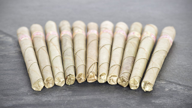 Picture of cheroots, Burmese cigars that are traditional in Burma and India, shallow depth of field.