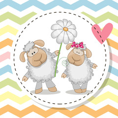 Greeting card with two Sheep