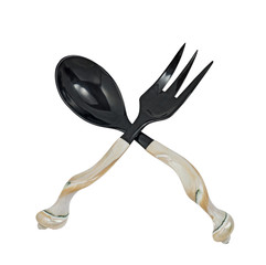 Nacreous crossed spoon and fork