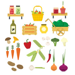 Organic Food Icons Set